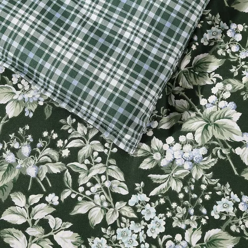 Vista 5 de Laura Ashley - Juego de edredón King, ropa de cama de algodón suave y reversible, juego de cama de peso medio de 7 piezas con fundas de almohada a