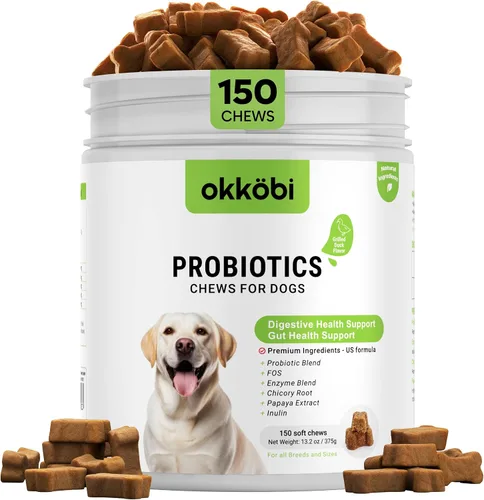 Vista 8 de Probióticos masticables para perros, 150 unidades, masticables probióticos para perros con enzimas e ingredientes naturales, apoyo para la salud