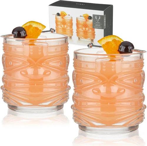 Vista 12 de Viski Deco Crystal Island - Juego de 2 vasos altos de cristal de primera calidad, copas de mojito y ginebra y tónico, juego de regalo de cristalería