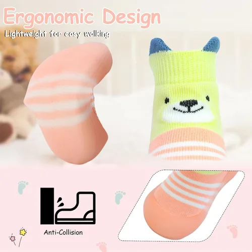 Vista 2 de 1 par de zapatos de bebé, calcetines de bebé, zapatos para niños y niñas, zapatos antideslizantes con suela de goma suave, zapatos para niños