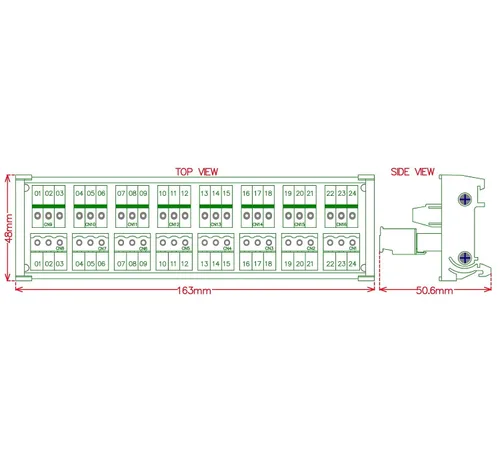 Vista 6 de Electronics-Salon Módulo de distribución de bloque de terminales de tornillo de 8 x 3 posiciones 10A/300 V enchufable para montaje en carril DIN