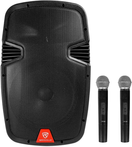 Vista 3 de RockvilIe RAM12BT Altavoz PA para DJ de 12 pulgadas, recargable, 600 W, 2 micrófonos, Bluetooth