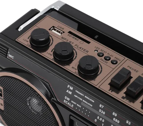 Vista 8 de Reproductor de casete portátil, Retro Blueooth, AM FM SW Radio estéreo reproductor de cinta de casete con altavoz grande y conector