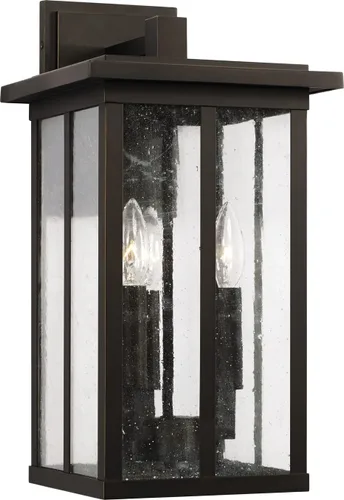 Vista 9 de Capital Lighting 943811OZ Barrett - Farol rectangular de pared para exteriores, cristal envejecido, 1 luz de 100 vatios, 12 pulgadas de alto x 7