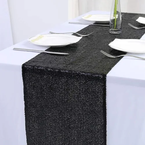 Vista 7 de 12 Paquetes de Caminos de Mesa con Lentejuelas Brillantes para Comedor para Cumpleaños, Bodas, Compromisos, Nupciales, Baby Shower, Despedida