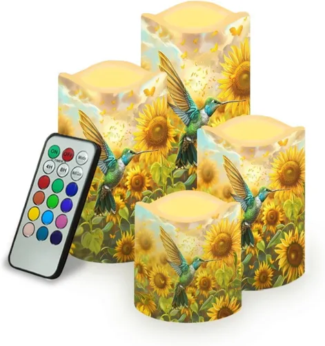 Vista 20 de Ystardream Velas sin llama de hojas tropicales con control remoto que funcionan con pilas, velas LED realistas con control remoto y temporizador