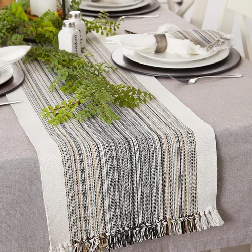 Vista 8 de DII Everyday Collection - Mantel de mesa con flecos, camino de mesa, 14 x 72 pulgadas, color negro