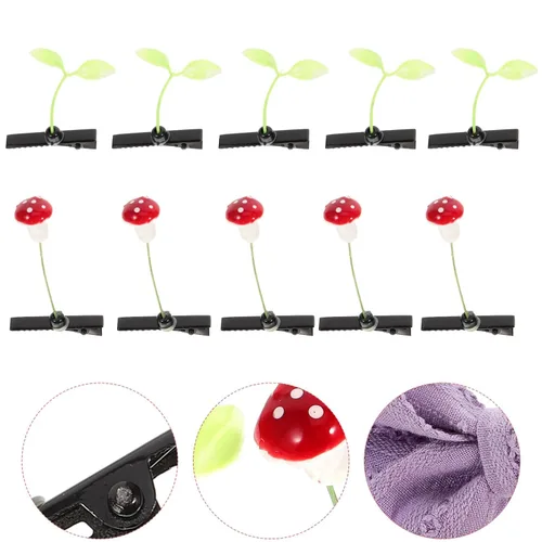 Vista 9 de FRCOLOR Broches de brote, 30 unidades, lindas pinzas para el pelo de brotes de frijoles para mujeres, horquilla de flores, plantas, hierba, pasador