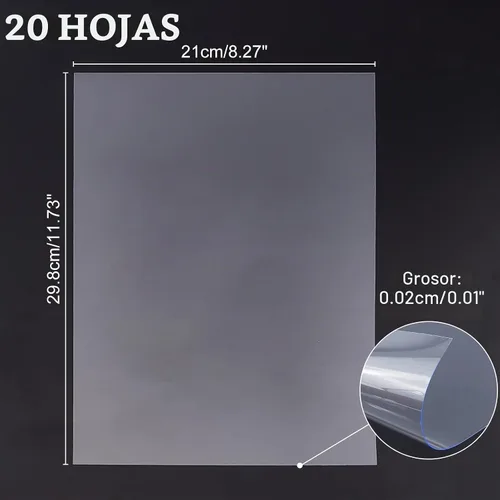 Vista 2 de AHANDMAKER 20 hojas de plástico flexible de PVC transparente, hoja de plástico transparente de 8.25 x 11.75 pulgadas con papel protector