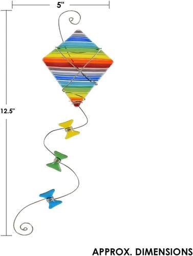 Vista 3 de Rainbow Kite Atrapasoles de vidrio fundido fabricado en Estados Unidos, 12.5 pulgadas