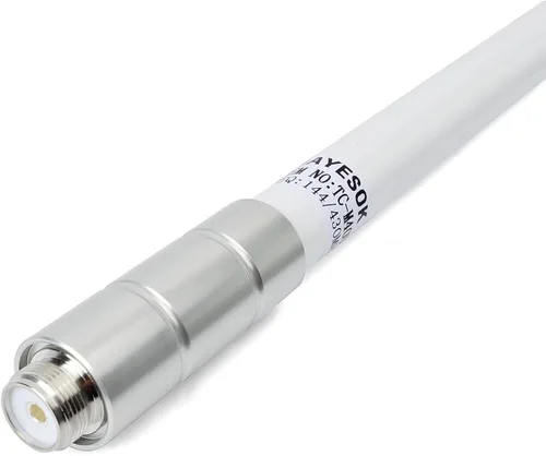 Vista 6 de Antena de radio móvil de fibra de vidrio UHF, antena base GMRS de 400-470 mhz, conector SO239 de 17 pulgadas para radioaficionado repetidor