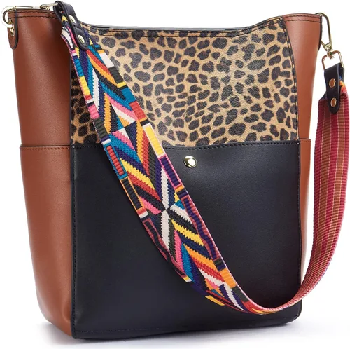 Vista 19 de BROMEN Bolsa Hobo para mujer, diseñada con cuero vegano, de hombro, bandolera