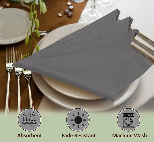 Vista 5 de Ruvanti - Juego de 4 servilletas de tela de 45x45 centímetros, lavables, suaves, duraderas, absorbentes, mezcla de algodón. Servilletas de mesa