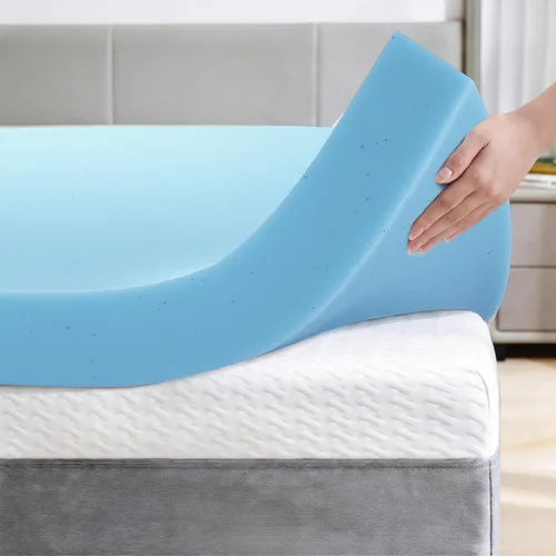 Vista 15 de OhGeni Cubrecolchón de espuma viscoelástica individual XL de 2 pulgadas con funda, funda de cama suave con base antideslizante, mejorado con gel