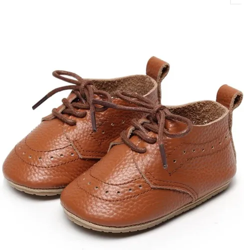 Vista 2 de Mocasines de cuero para bebés, niños y niñas, cómodos zapatos de vestir Oxford, zapatos de boda, zapatos para primeros pasadores, zapatos de cuna