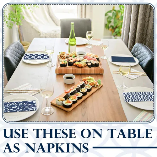 Vista 3 de Paquete de 36 paños de cocina japoneses reutilizables, trapos de limpieza lavables de algodón para el hogar (Azul)