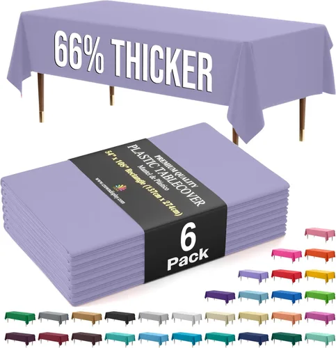 Vista 30 de Exquisite 66% Thicker Premium Plastic Table Cloth Rectangle Table Cover 0.5 Mil 6 Pack Aqua Table Cloth 54 Inch x 108 Inch Disposable Tablecloth