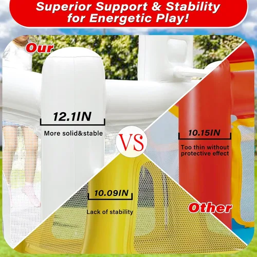 Vista 2 de Casa de rebote blanca para niños pequeños, castillo hinchable para interiores, casa inflable de PVC, materiales impermeables, fácil de limpiar