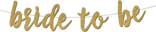 Vista 2 de Bride to Be Banner – Papel de cartulina con purpurina dorada de alta calidad – Texto más grande para una mejor visibilidad – Decoración perfecta