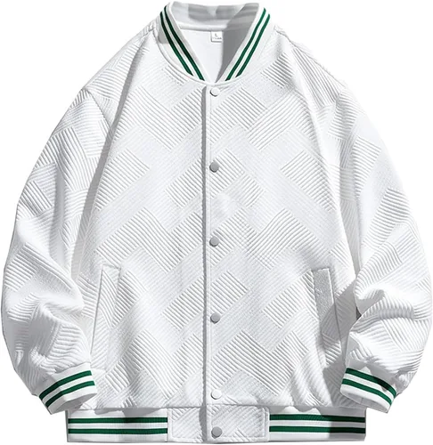 Vista 4 de Chaqueta casual de jacquard para hombre, con bloques de color, ligera, con bolsillos