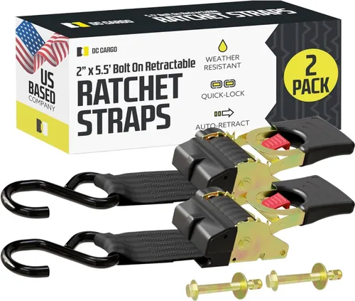 Vista 15 de DC Cargo Mall Correas de trinquete retráctiles - Opciones de montaje E-Track y atornilladas (paquete de 2) 1 pulgada x 6 pies - 4,000 libras