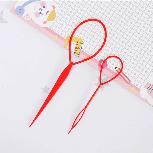 Vista 6 de 4 pares de herramientas para cola de cabello, accesorios para trenzar el cabello, fabricante de cola de caballo para mujeres, cinta de herramienta