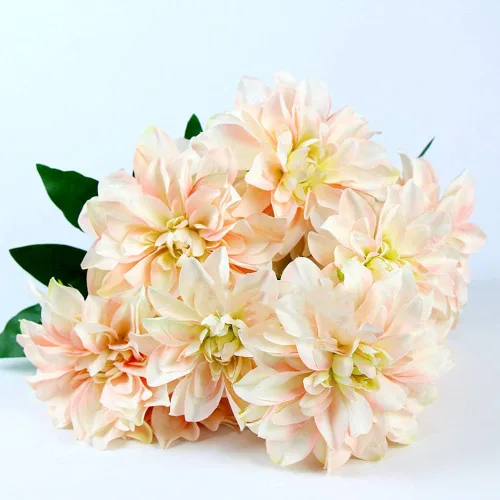 Vista 3 de 10 cabezas dalia falsa flor artificial dalia flor claro champán Champán claro