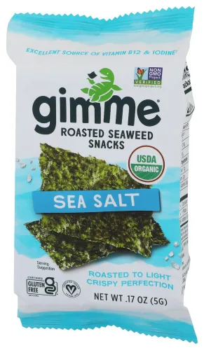 Vista 4 de Gimme Algas marinas, algas tostadas orgánicas, (0.17 onzas), sin OMG y sin gluten, sal marina, 0.17 onzas