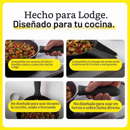Vista 4 de Lodge - Soporte de silicona para sartenes de 9 pulgadas y más grandes, color negro