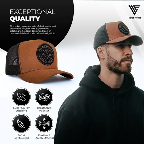 Vista 124 de Urban Effort Gorra trasera de malla, para hombres y mujeres, gorra de béisbol de 5 paneles, gran cierre a presión para caza y senderismo