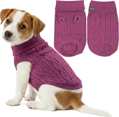 Vista 38 de Parisian Pet Suéteres de Navidad para Perros - Tipo Pullover, Suéter Azul para Perro con Cuello de Tortuga - Suéter Grueso de Punto Trenzado
