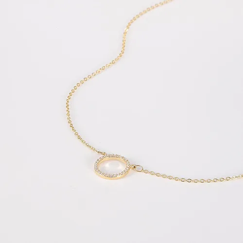 Vista 6 de HANLI Collar de oro para mujer, chapado en oro de 14 quilates, delicado collar de estrella de David, collar simple de luna y estrella, collar
