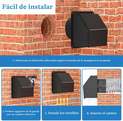 Vista 8 de Cubierta de ventilación de secadora de 4 pulgadas para exteriores, cubierta de ventilación de pared para secadora exterior con solapa acolchada