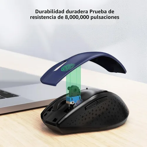 Vista 7 de TECKNET Mouse inalámbrico, mouse USB de 2.4 G con 6 niveles ajustables 3200 DPI, batería de 30 meses, empuñaduras ergonómicas, 6 botones portátiles