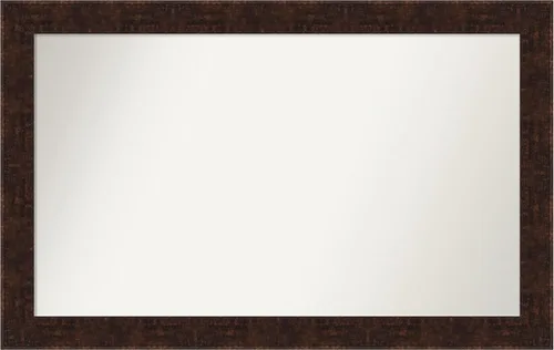 Vista 61 de Amanti Art Espejo de baño de bronce para sobre fregadero, 24 x 24 pulgadas, espejo de tocador cuadrado estrecho de bronce Manhattan, marco de madera