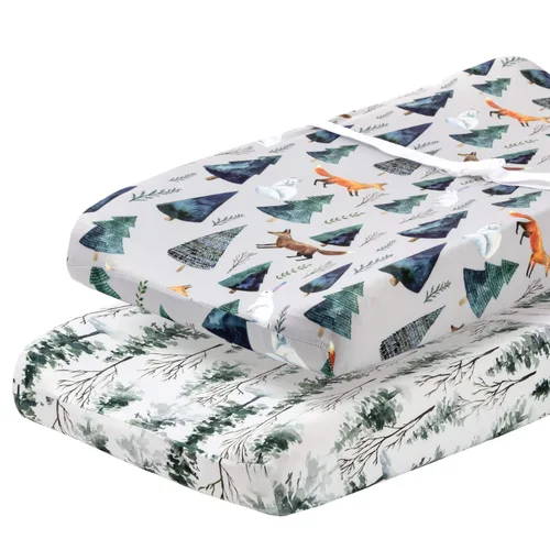 Vista 12 de Pobi - Funda para cambiador de bebé para niñas, algodón suave, paquete de 2 Blossom (2 unidades)