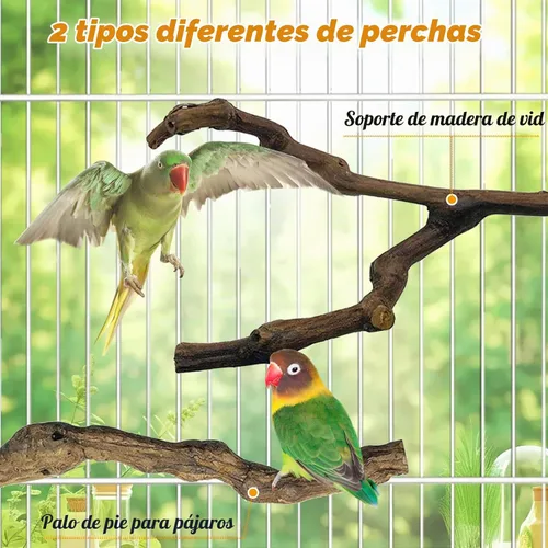 Vista 4 de kathson 3 piezas de perca natural de loro para jaula de madera para pájaros de uva, palito de pájaro de uva, periquitos, ramas de pie, juguete
