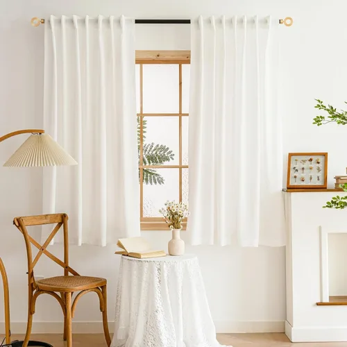 Vista 118 de MYSTIC-HOME Juego de cortinas de niveles transparentes blancas para cocina de 24 pulgadas de largo, tratamiento de cortinas para ventanas pequeñas