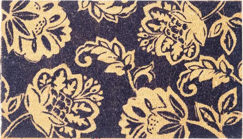 Vista 8 de Tapete para puerta de fibra de coco con estampado floral con respaldo de PVC antideslizante, tapete para interiores y exteriores para decoración