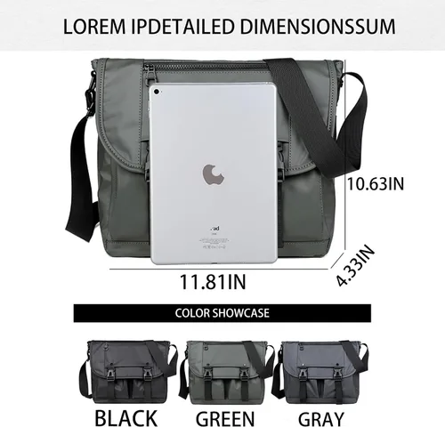 Vista 6 de ZHIDE Bolsa tipo mensajero para hombres y mujeres, bolso de hombro, cruzado para hombre, impermeable, bolso cruzado para ir a la escuela