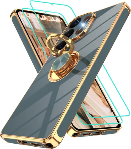 Vista 279 de Funda para Motorola Moto G 5G 2024: Funda Moto G Play 5G 2024 con 2 piezas de protectores de pantalla, soporte de anillo de rotación de 360°