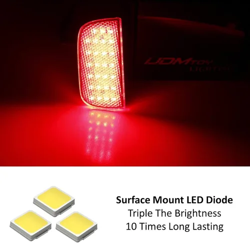 Vista 2 de iJDMTOY Luces LED de reflector para parachoques de lente roja 54-SMD Compatible con Honda Civic Sedán/Coupé 2016-2021, función como luces de cola