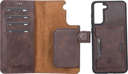Vista 155 de Venito Florence - Funda de piel compatible con Samsung Galaxy S9, extra segura con bloqueo RFID, cartera desmontable para teléfono (gris decolorado)