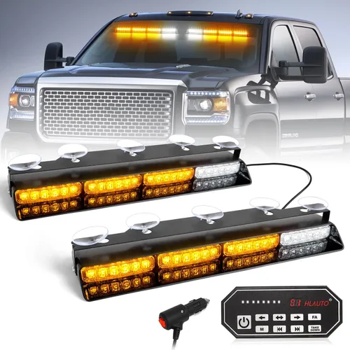 Vista 16 de HLauto Luces Estroboscópicas de Emergencia para Tablero 604N: 2x16.8 pulgadas Luz de Seguridad Ámbar Blanca con Take Down, Barra de Luz