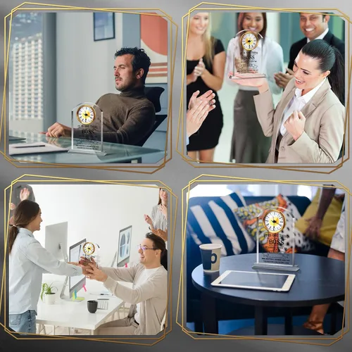 Vista 5 de Regalos de jefe para hombres, reloj de acrílico, el mejor regalo para hombres y mujeres, reloj de agradecimiento para líderes de oficina, gerente