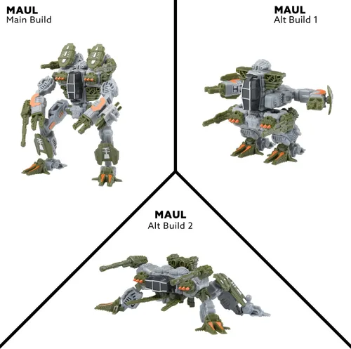 Vista 2 de Snap Ships Forge Maul FT-12 Assault Mech - Construir para la batalla - No requiere baterías - Construye 3 diseños diferentes -8+