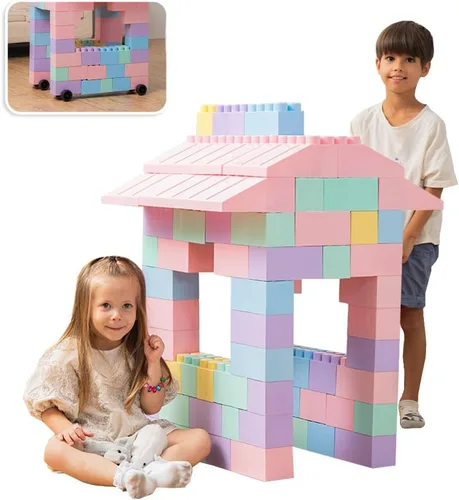 Vista 8 de PLATPORTS Bloques de construcción grandes de 48 piezas – Bloques de plástico gigantes XL grandes para niños de 2 a 8 años, juego de construcción