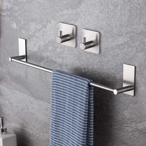 Vista 11 de Taozun Toallero – Toallero con 2 paquetes de ganchos adhesivos, color negro, toallero de mano de 16 pulgadas para pegar en la pared, kit