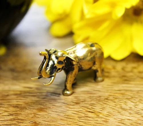Vista 5 de Estatuilla de elefante de latón Feng Shui Lucky Miniature Art Hecho a mano