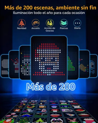 Vista 4 de luces inteligentes para árbol de Navidad, espectáculo de luces LED de cambio de color DIY, 6 pies, más de 200 escenas, cascada de luces de árbol